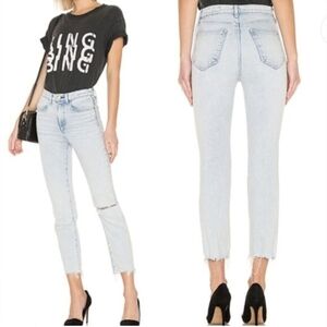 Rag & Bone Ankle Cigarette Raw Hem Light Wash Distressed Jeans Size 27